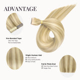Light Blonde Highlights (9C+60C) Tape-In Hair Extensions (50g - 100g)