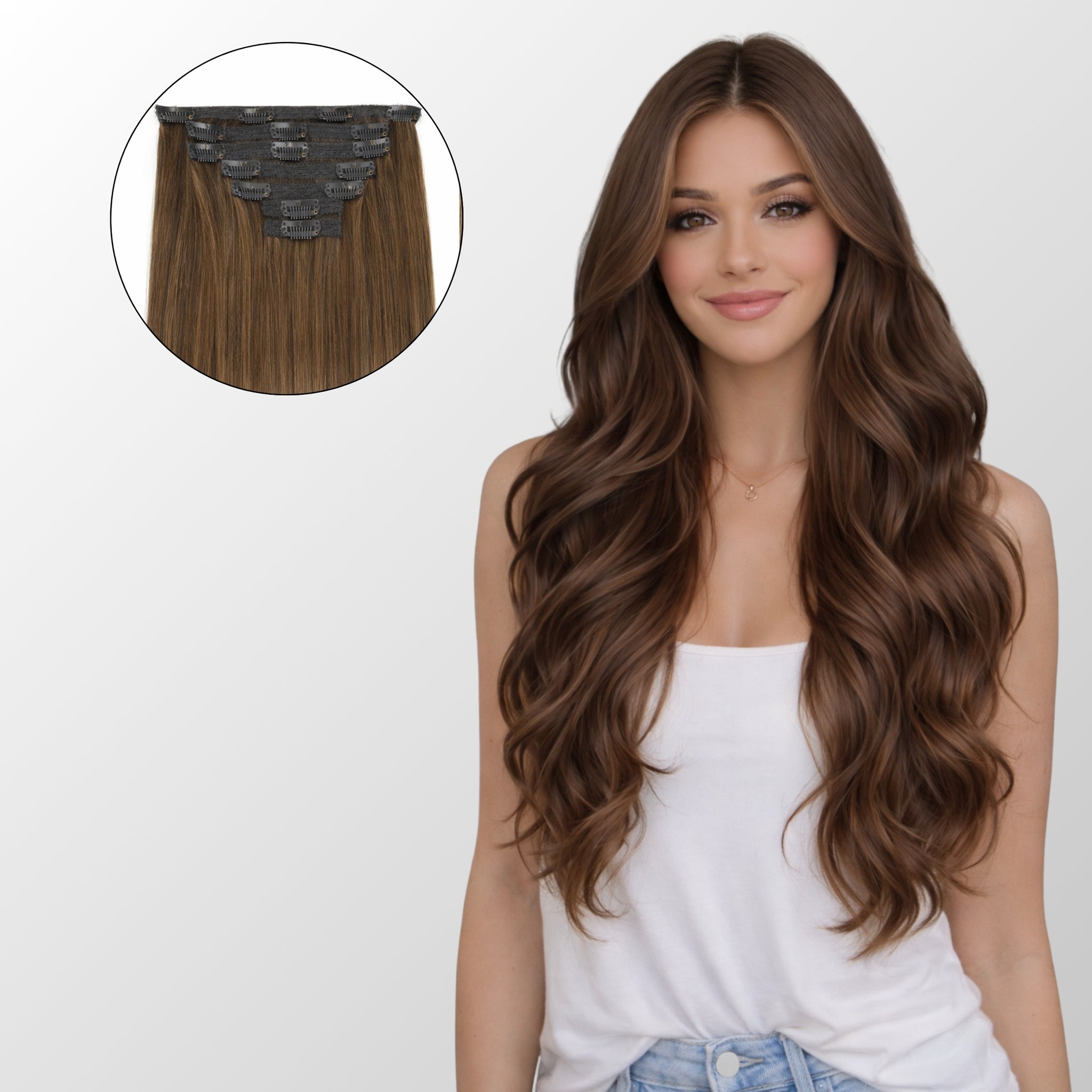 Chocolate Brown (2Q) Classic Clip-In Hair Extensions (120g-140g)