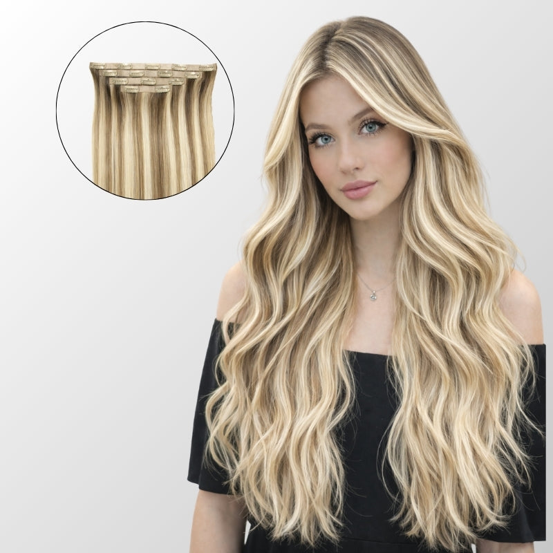Golden Blonde Highlight (60C+6.2) Seamless Clip-In (100g-130g-160g)