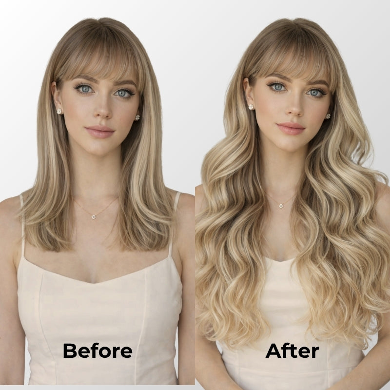 Golden Blonde Highlights (60C+6.2) Classic Clip-In Hair Extensions (150g-170g)