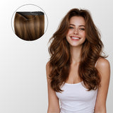 Honey Blonde Balayage (1A/1A+4Q) Halo Hair Extensions (75g-120g)