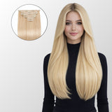Light Blonde Highlights (9C+60C) Classic Clip-In Hair Extensions (120g-140g)