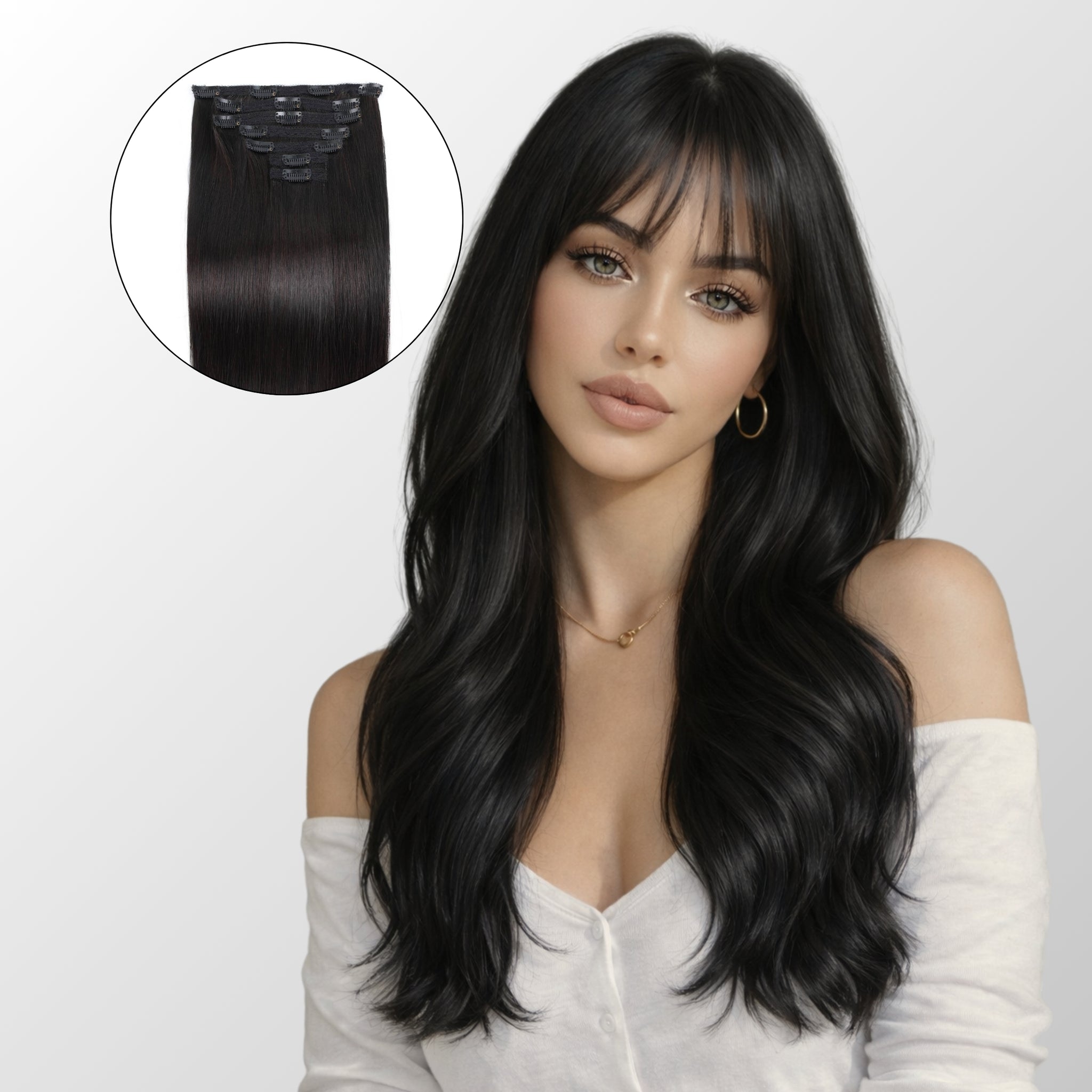 Natural Black (1B) Classic Clip-In Hair Extensions (120g-140g)