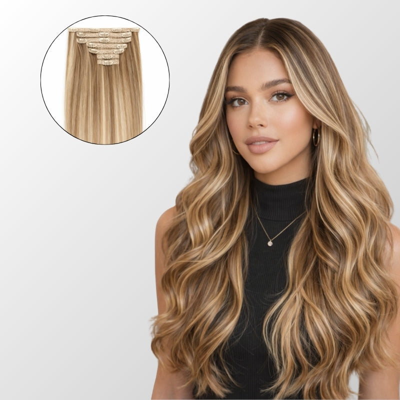 Natural Blonde Balayage (6.2/6C+60C) Classic Clip-In Hair Extensions (150g-170g)
