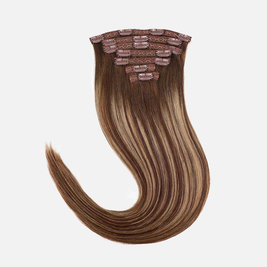 Honey Blonde Balayage (1A/1A+4Q) Classic Clip-In Hair Extensions (120g-140g)
