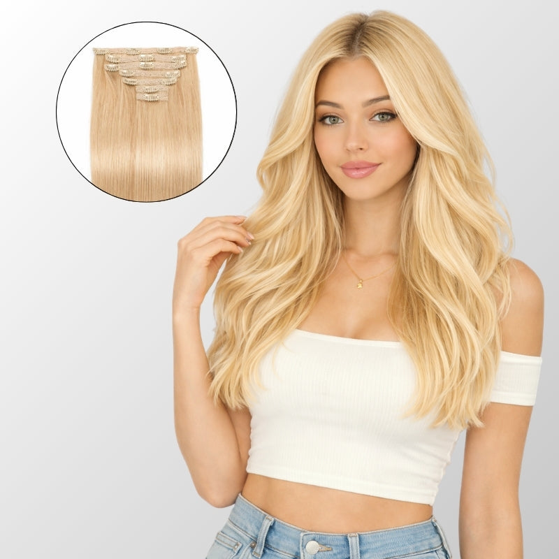 Light Blonde (613) Full Clip-In Hair Extensions (180g-220g)