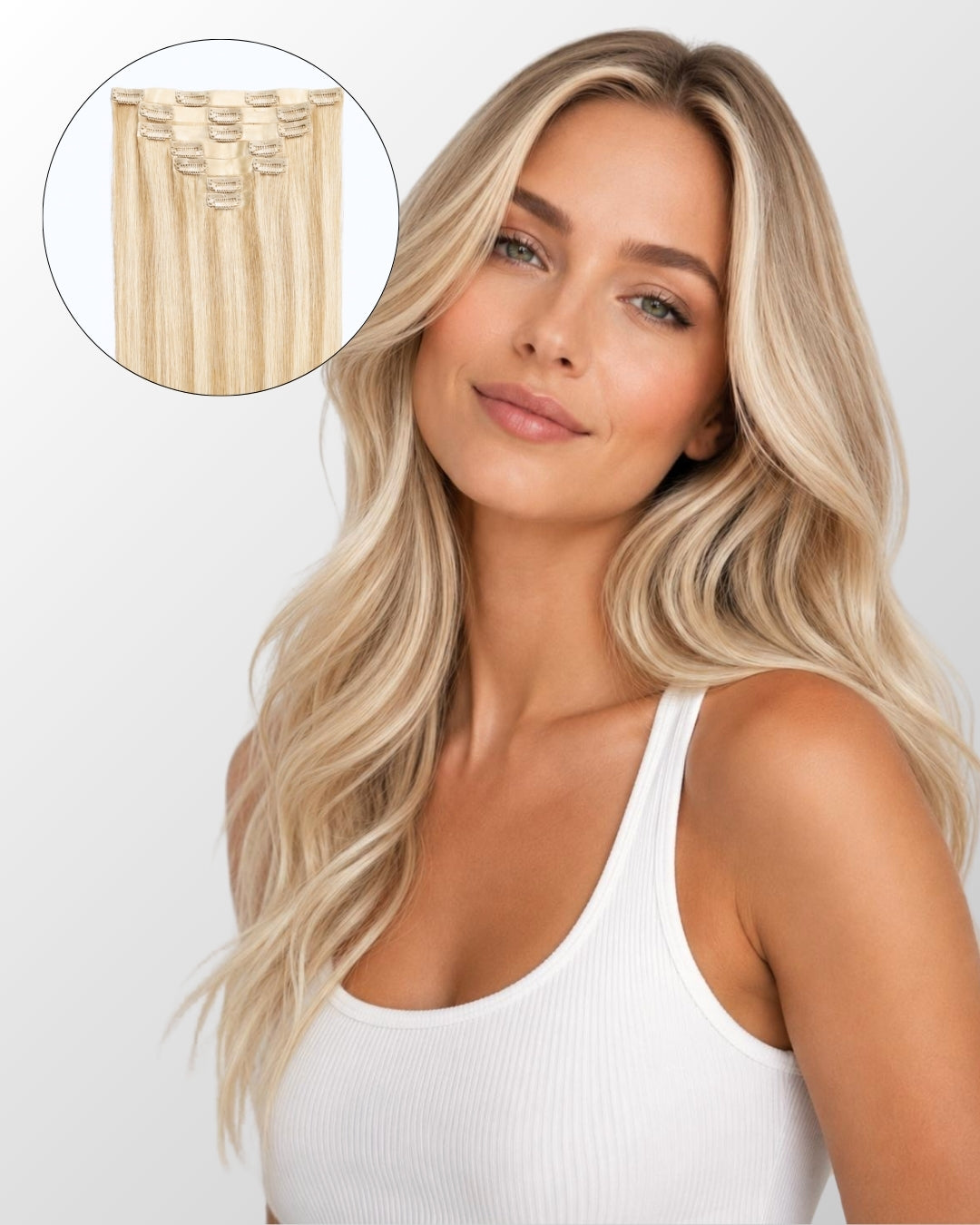 Light Blonde Highlights (9C+60C) Seamless Clip-In (100g-130g-160g)