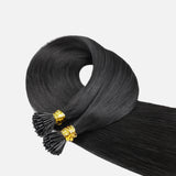 Natural Black (1B) I-Tip Hair Extensions (50g-100g)